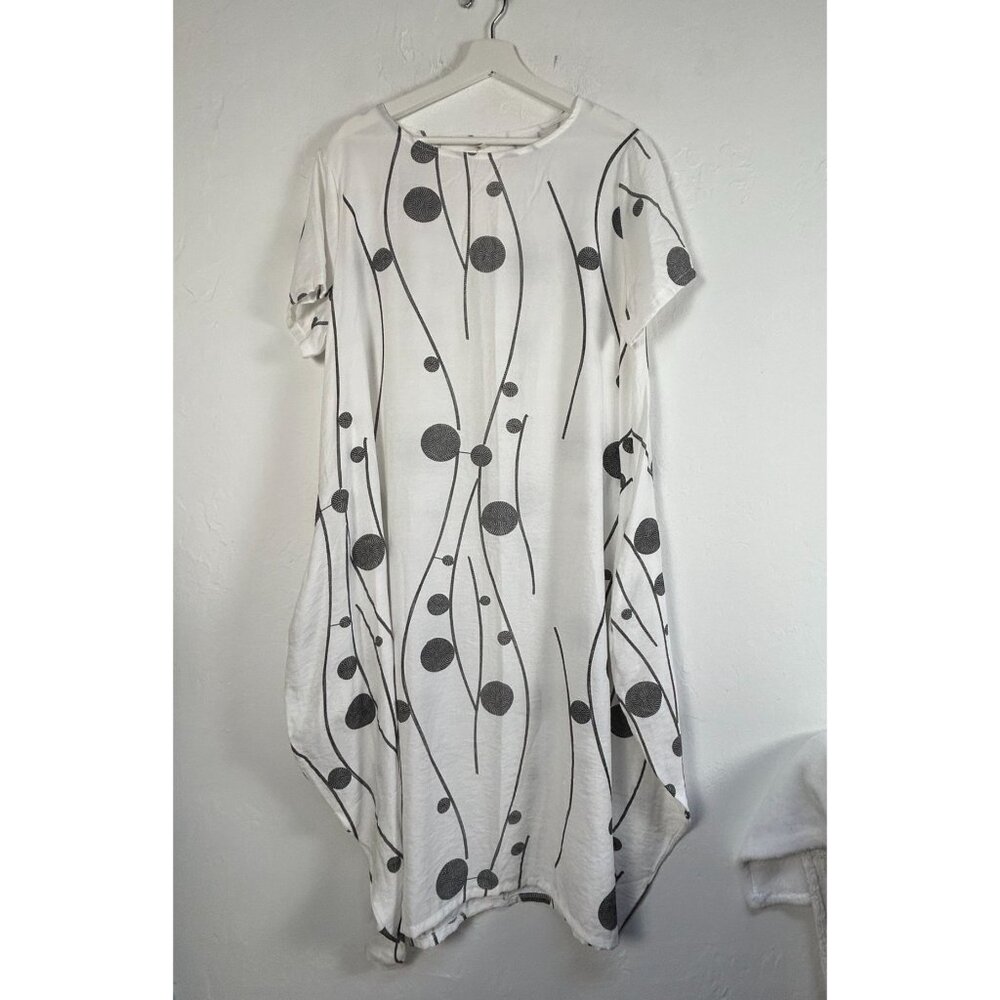Yipinyichu Womens Summer Short Sleeve Loose Dress XL White Black Baggy Pockets